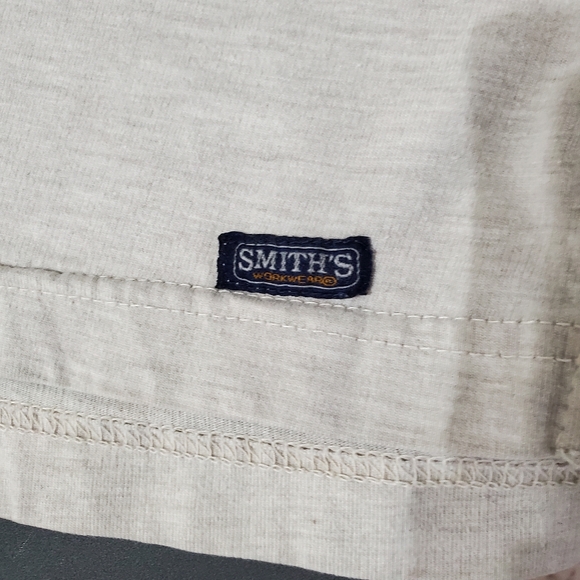 Smith's Workwear Henley Shirt Mens 2XL Cream Short Sleeve Pocket Workwear Tee - Picture 5 of 8